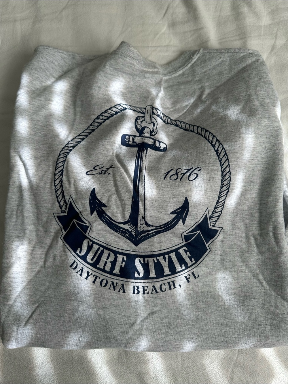 Surf Style Anchor Crewneck Sweater - Light Gray